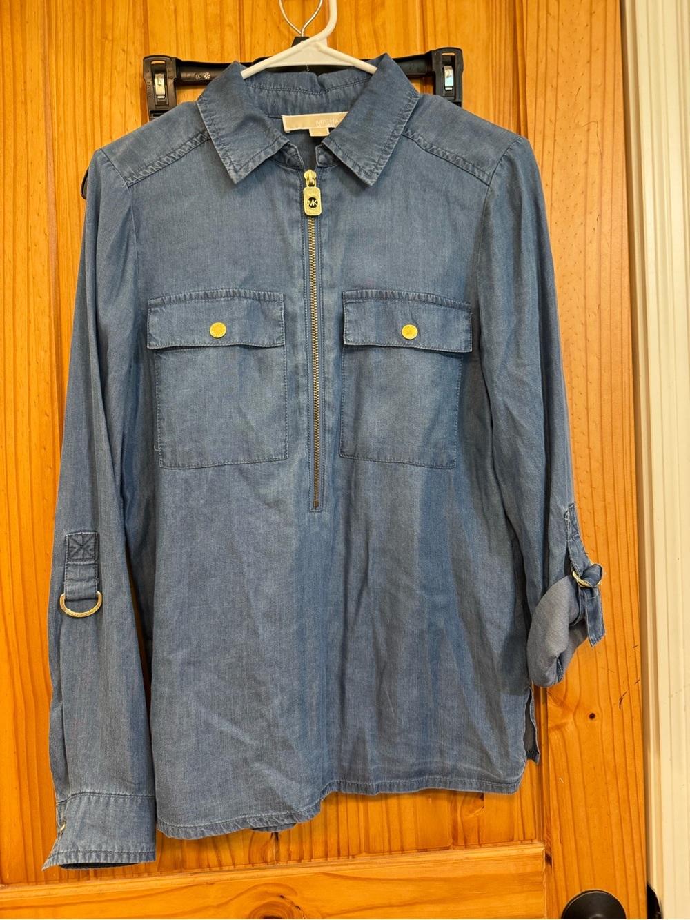 Michael Kors Blue Denim Pullover Blouse